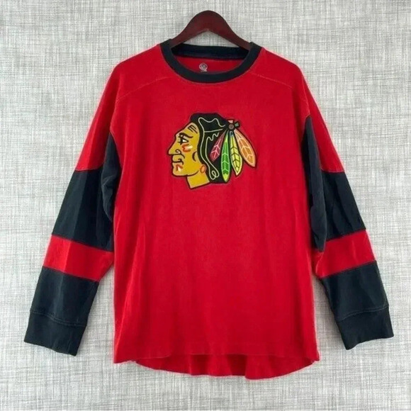 Chicago Blackhawks Adult Large Long Sleeve Sweatshirt Logo Embroidered Men 9216 - Picture 1 of 8